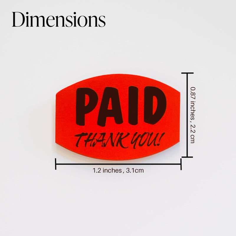 Store Fixtures Direct Paid Thank You Fluorescent Orange Self Adhesive Label, Sold Retail Stickers, .85" H x 1.2" W, 1 Roll, 1000 Pack - Image 3